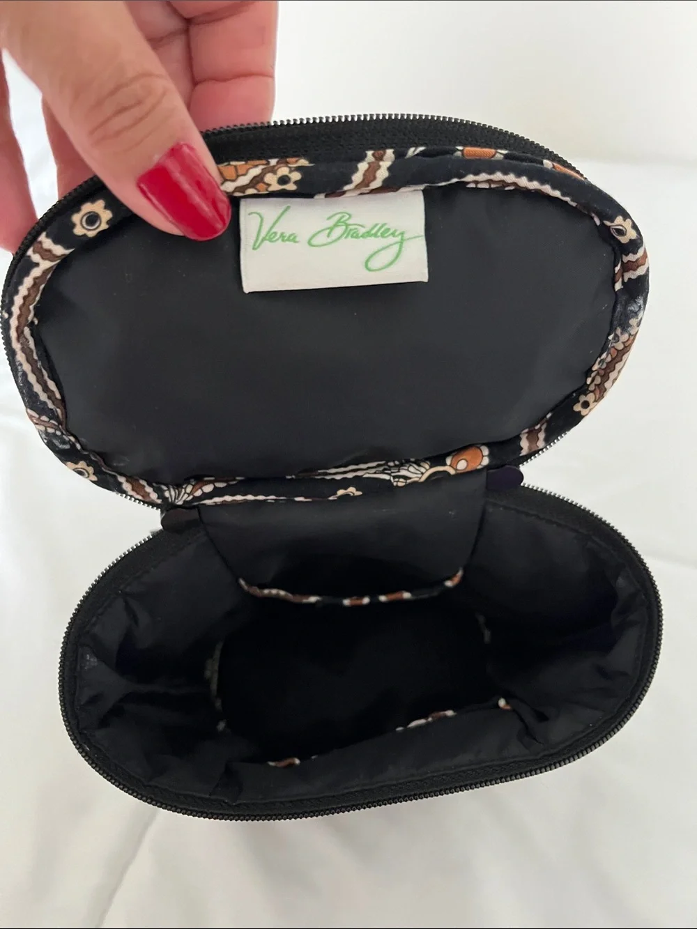 Vera Bradley Black and Brown Floral Quilted Cosmetic Case,  Cool Keep lunchbox